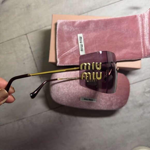 Viral Miu Miu Pink Purple Rimless Sunglasses